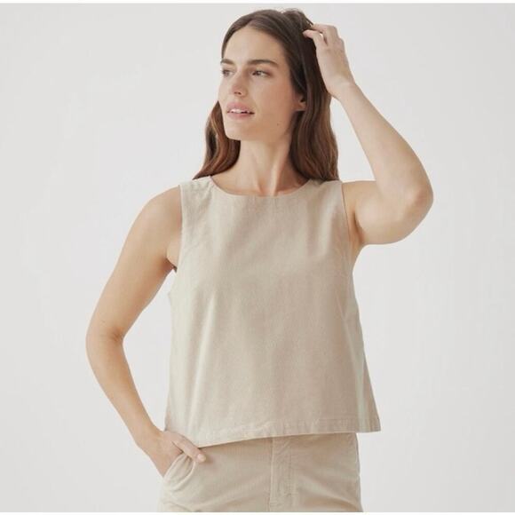 Pact Modern Corduroy Button Back Tank sandshell women’s large nwot - Picture 3 of 8